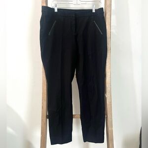Alfani black slacks pants with faux leather accent and tummy control. Size 10.
